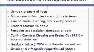 Misrepresentation Lecture 1 of 4 [upl. by Neelak595]