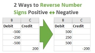 2 Ways to Reverse the Number Sign Positive Negative in Excel [upl. by Anead48]