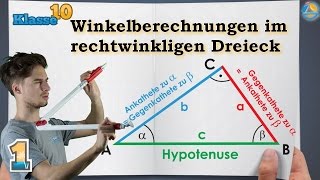 Sinus Kosinus Winkelberechnung im Dreieck  Klasse 10 ★ Übung 1 [upl. by Vidal]