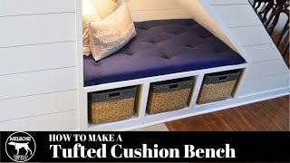 How to Make a Tufted Bench Cushion NO SEWING [upl. by Delanos]