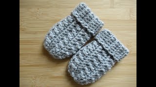 Crochet baby mittens mitts gloves tutorial Happy Crochet Club [upl. by Eleanor]