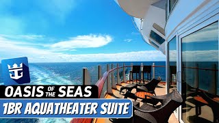 Oasis of the Seas  1BR Aqua Theater Suite Tour amp Review 4K  Royal Caribbean Cruise [upl. by Yllen]