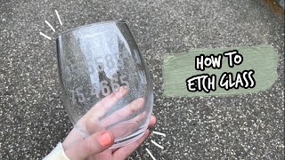 DIY ETCHED WINE GLASS  How To Etch Glass Using Cricut amp Armour Etch \\ SUPER EASY [upl. by Ohnuj]