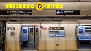 NYC Subway R160B Siemens Q Train Full Ride Coney Island  Stillwell Ave  96 St  2 Ave [upl. by Norabal]