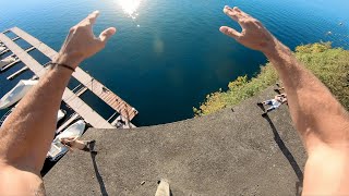 CRAZY CLIFF JUMPING OFF ABANDONED HOTEL amp 100ft BRIDGE [upl. by Nylkaj289]