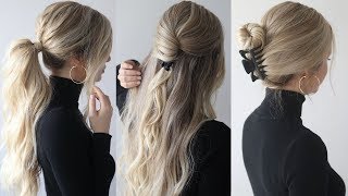 HOW TO EASY HAIRSTYLES wclaw clips  Claw clip hairstyles [upl. by Zetta35]