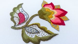 Embroidery Crewel Work  How to Embroider a Jacobean Flower [upl. by Eilrahs366]