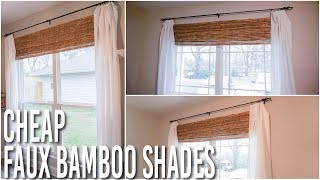 DIY Faux Bamboo Roman Shades Hack  Inexpensive and Easy [upl. by Ymme]